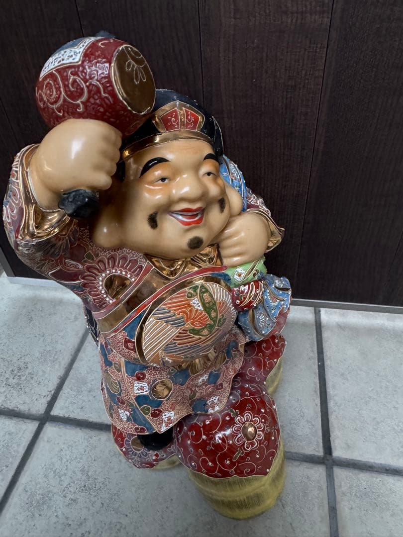 九谷焼 大黒天 置物 七福神 古美術品 金彩 骨董品 アンティーク　縁起物