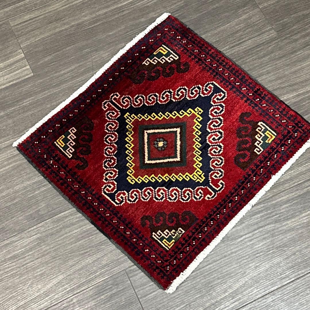 53x51cm トライバルラグ手織り絨毯ヴィンテージ ラグ❣️sale❣️