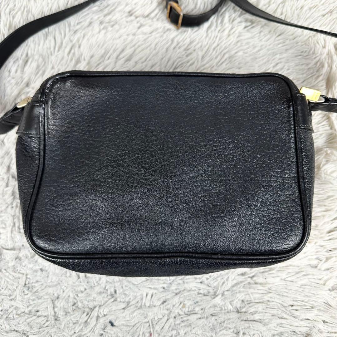 希少 オールドグッチ レザー ショルダーバッグ インターロッキング ブラック 黒