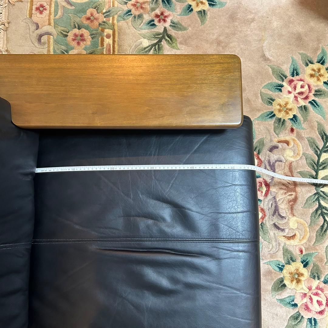 浜本工芸　黒本革レザー1人掛けソファ-a