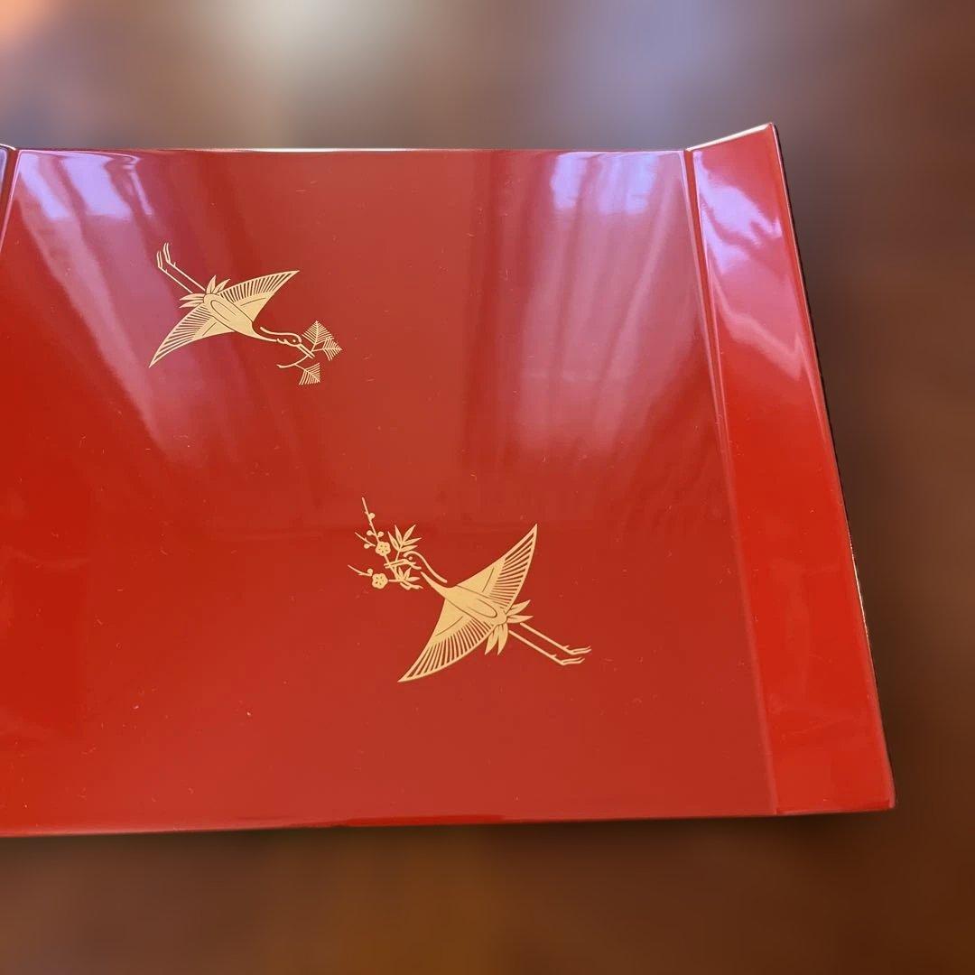 美品！象彦 松喰鶴 朱二方吹上盆