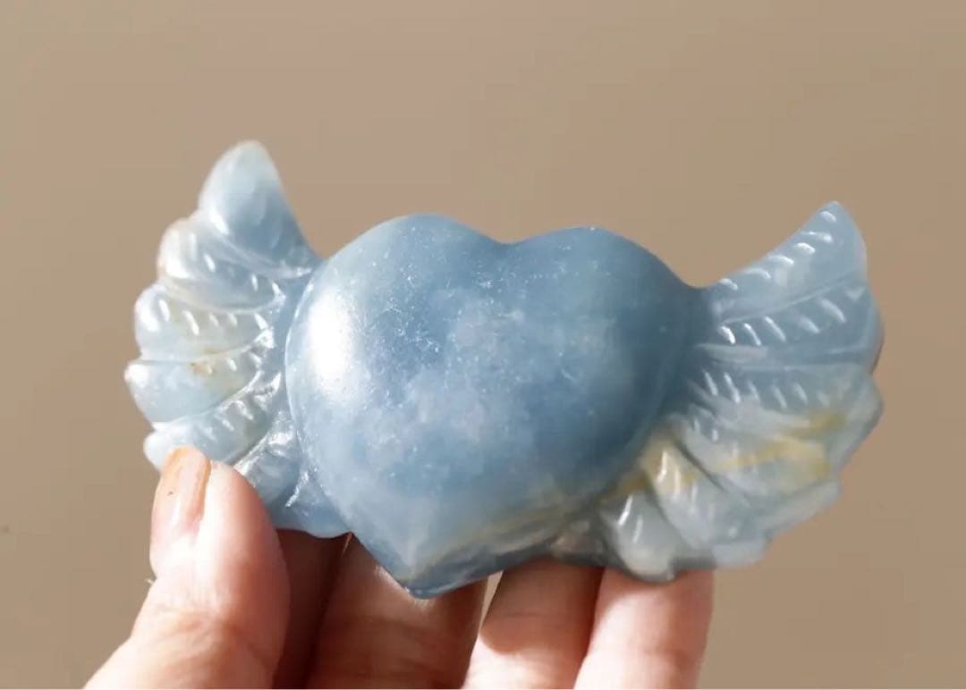 【天然石】ブルーカルサイト ハートウィング