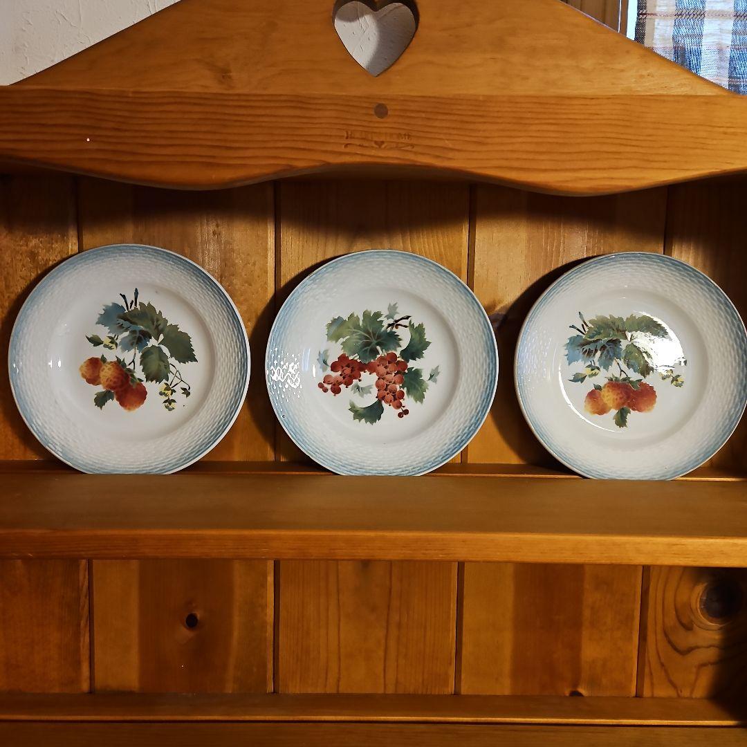 フルーツ柄デザートプレート3枚セット　サンタマン製　フランス蚤の市　美品