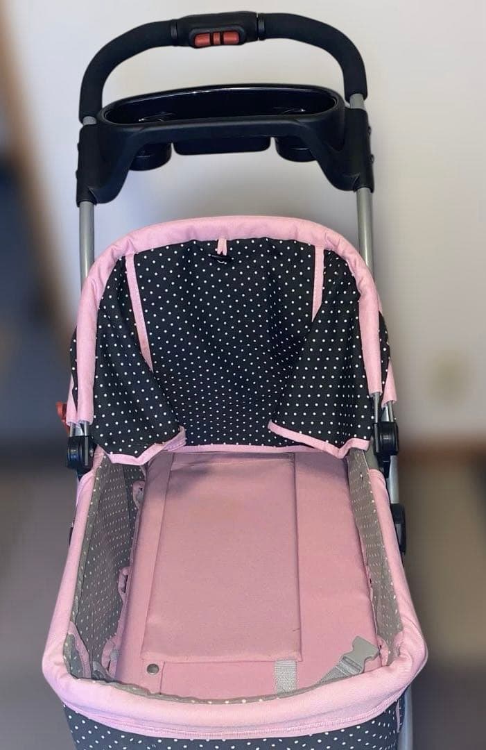 【引き取り希望】ペットカート前輪が2輪のため安定感あり！3輪と4輪のいいとこどり