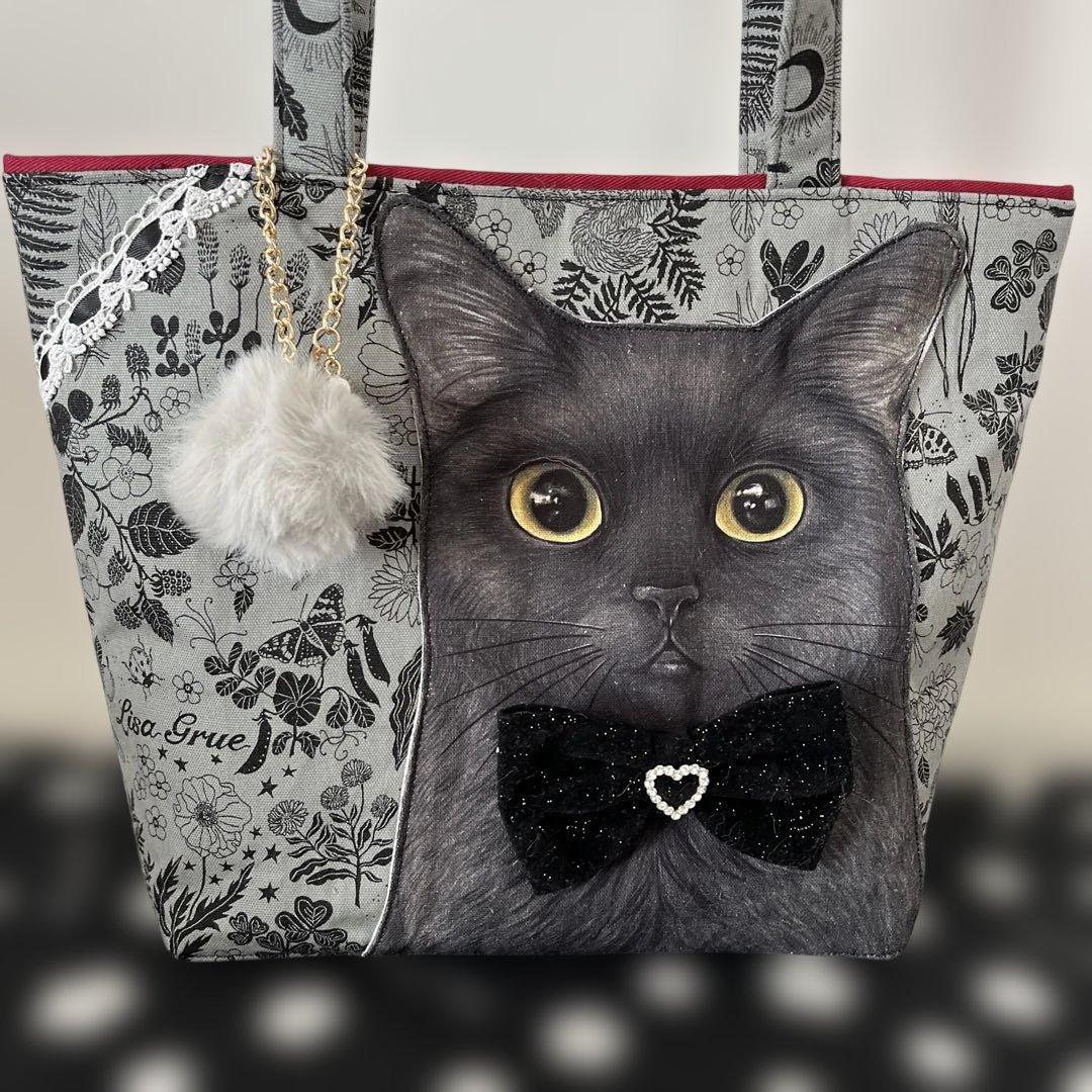 【ご確認中】黒猫コヤンイサムチョン　トートバッグ　　ハンドメイド