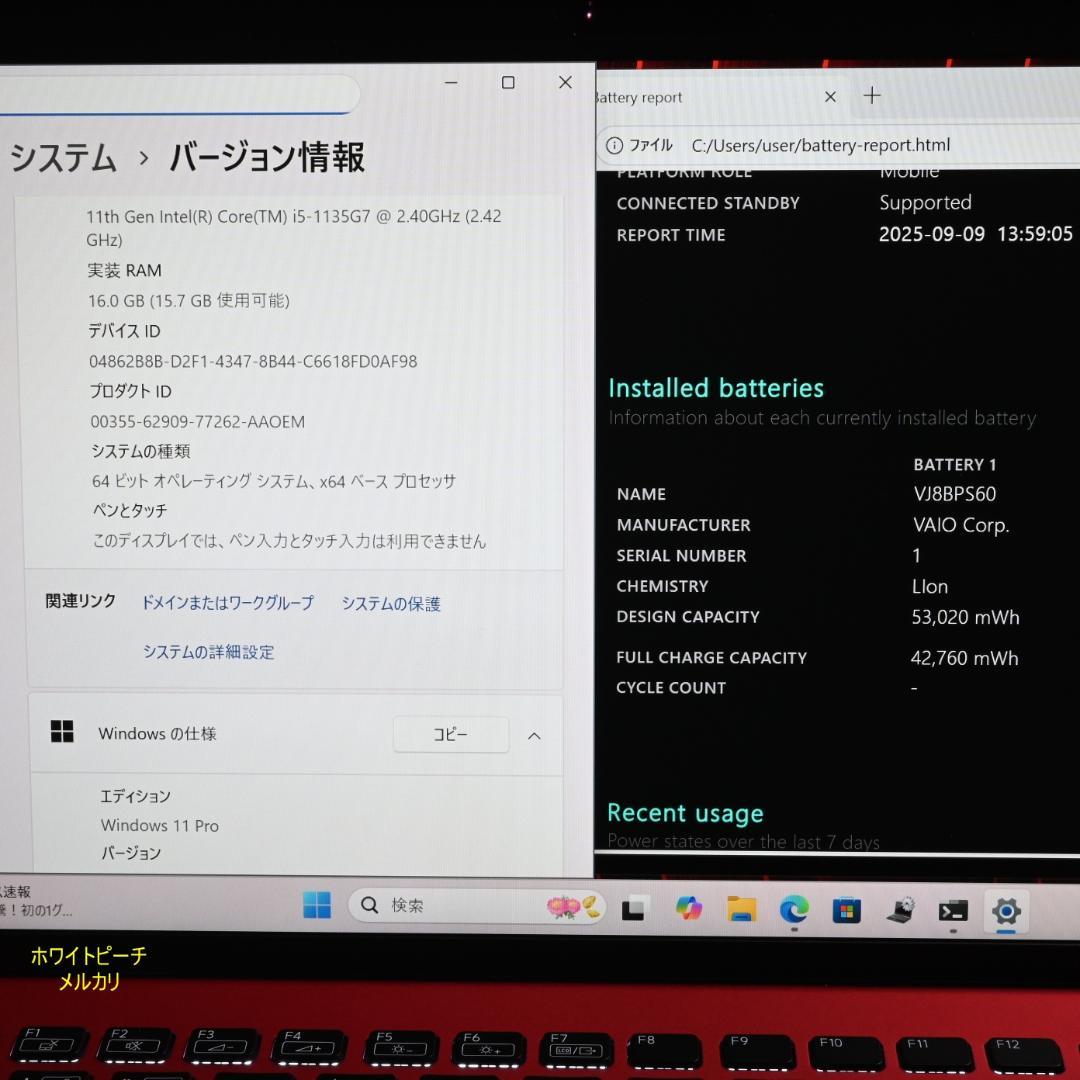 Vaio pro PK 11世代 2022 vjs144 vjpj カーボン赤