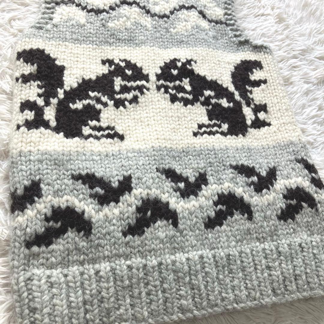 Kanata カナタ ニット ベスト カウチン ジップ リス 希少 カナダ製 S