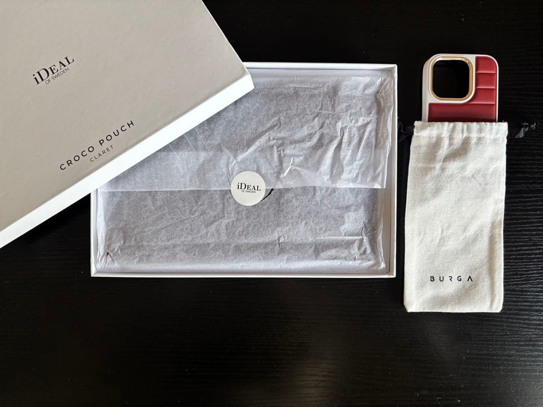 SET⭐︎ バーガンディ クラッチバッグ & iPhone15Pro ケース