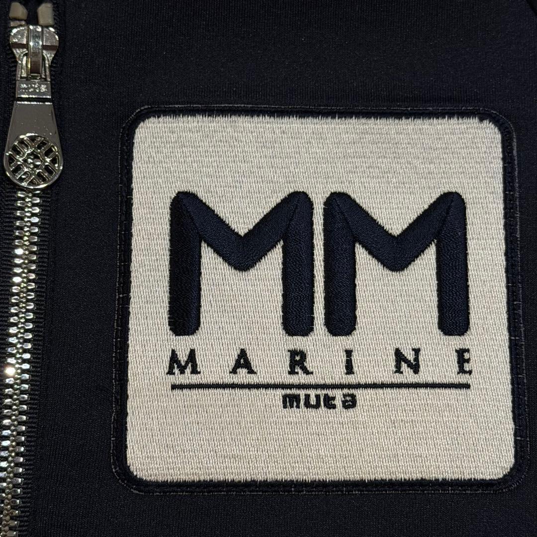 ムータマリン　ボンディングパーカー　ワッペン　2way　ファー　フード　紺　M