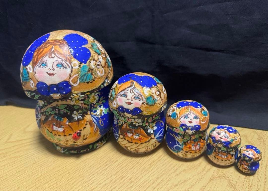 セール❗️ロシア　イリーナ・ママエヴァ作品　キノコ型マトリョーシカ5組