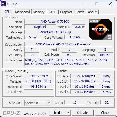 AMD Ryzen 9 7950x 動作確認済み