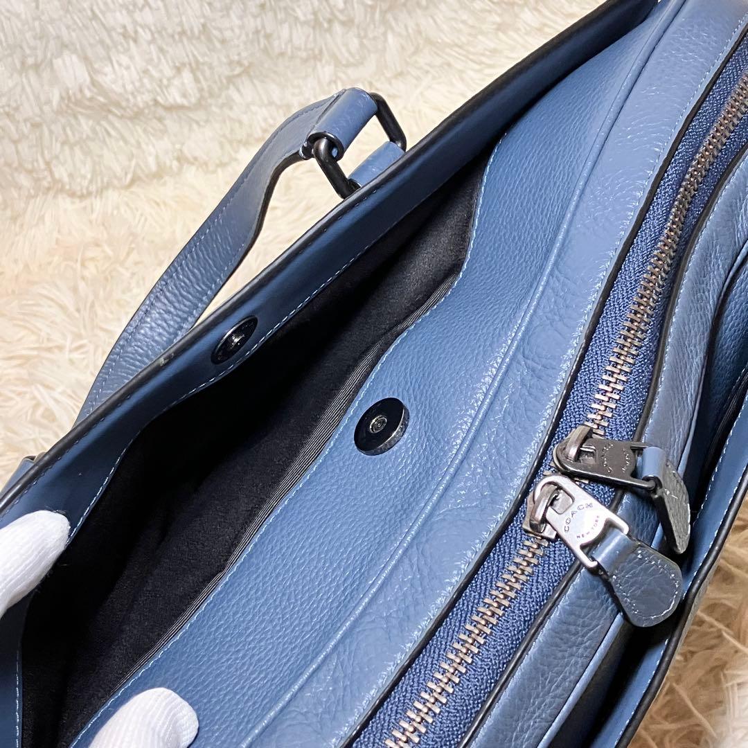 ☆良品☆ コーチ ブリーフケース グラハム 2way A4 レザー ブルー