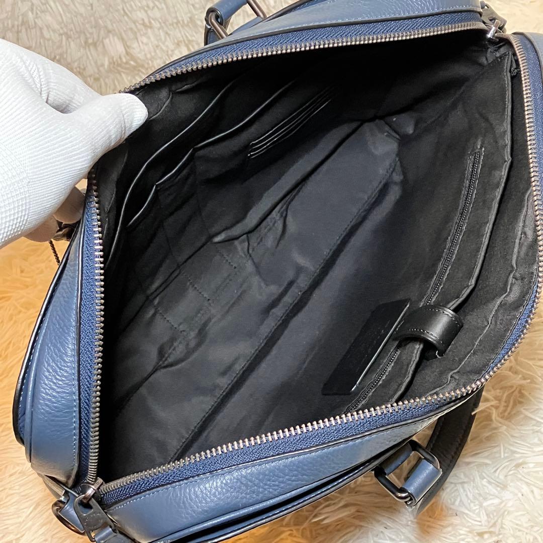 ☆良品☆ コーチ ブリーフケース グラハム 2way A4 レザー ブルー