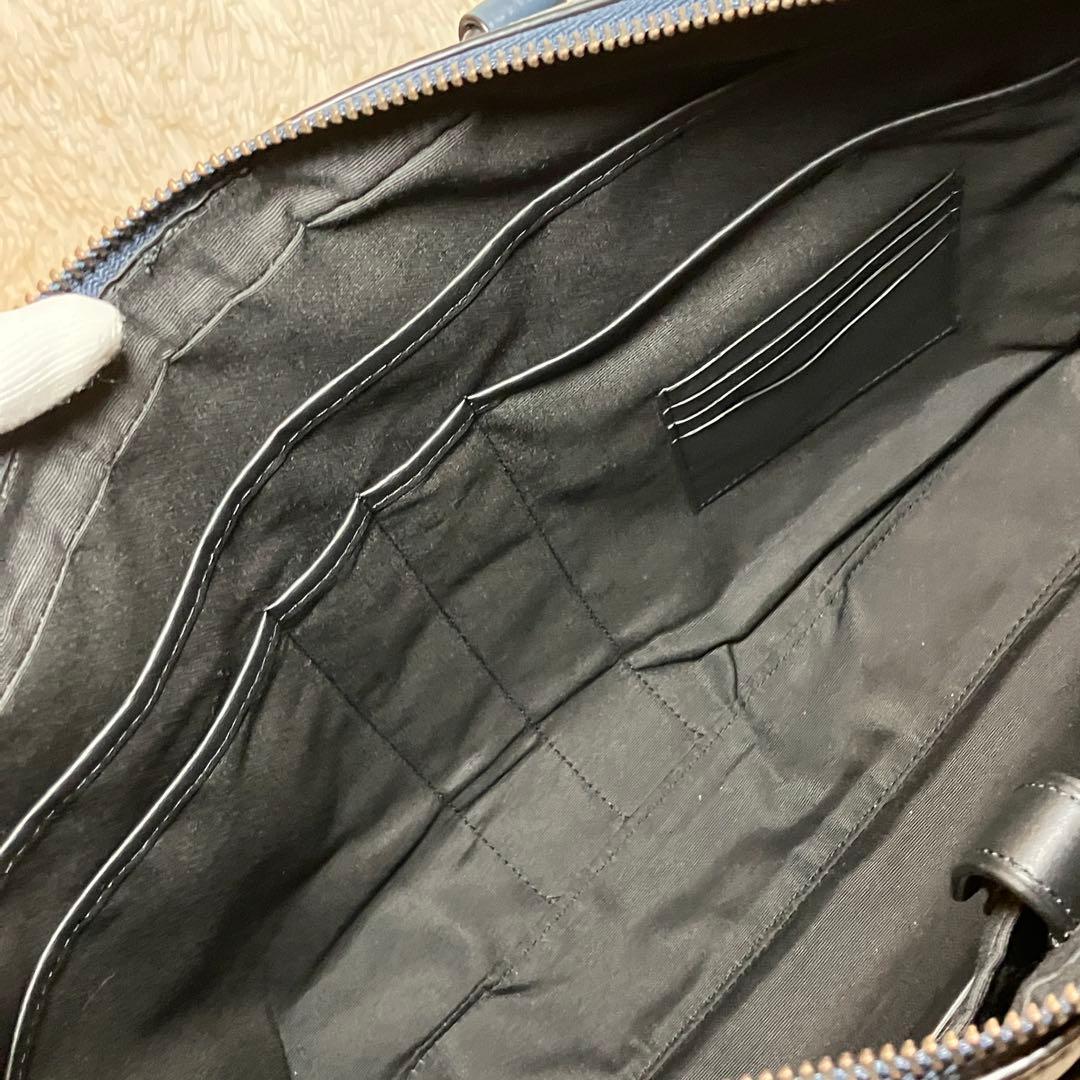 ☆良品☆ コーチ ブリーフケース グラハム 2way A4 レザー ブルー