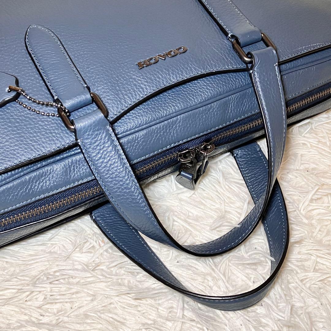 ☆良品☆ コーチ ブリーフケース グラハム 2way A4 レザー ブルー