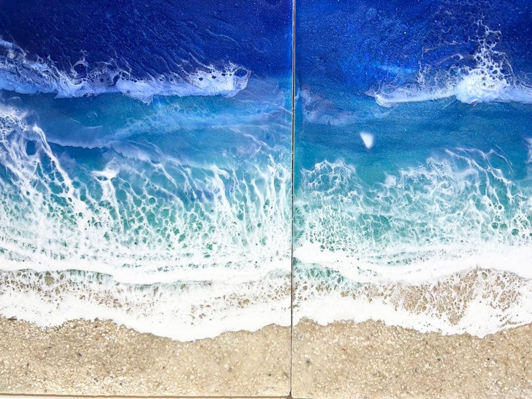 オーシャンアート　別々にも飾れる　合わせて横48㎝縦24㎝　壁掛け金具付き