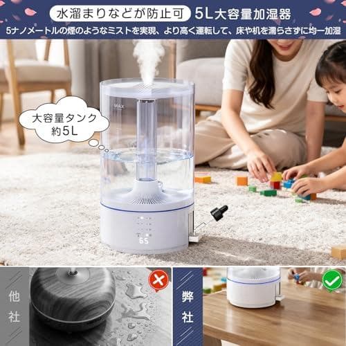 PRTONE 加湿器 スチーム式（加熱式） 超音波式 ハイブリッド式 _corg