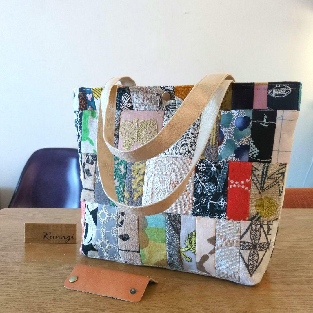 大きなパッチワークトートバッグ＊ミナペルホネン