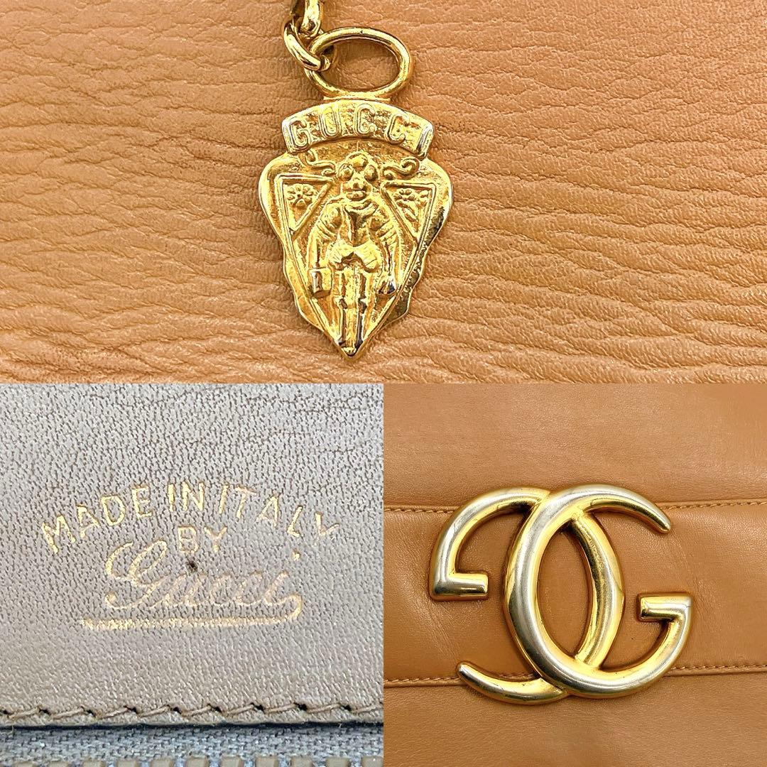 【GUCCI】ショルダーバッグ　マーモント　GG金具　ライトブラウン