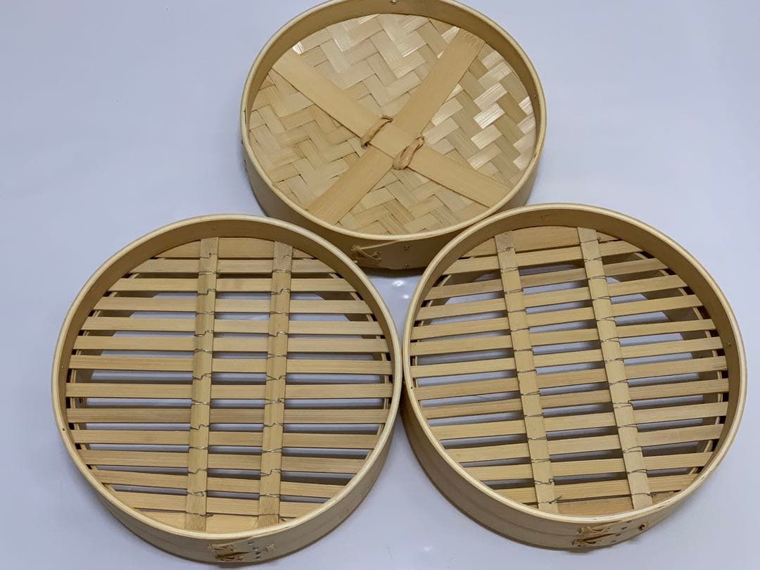 竹製蒸籠２１センチ２段・蒸し板セット