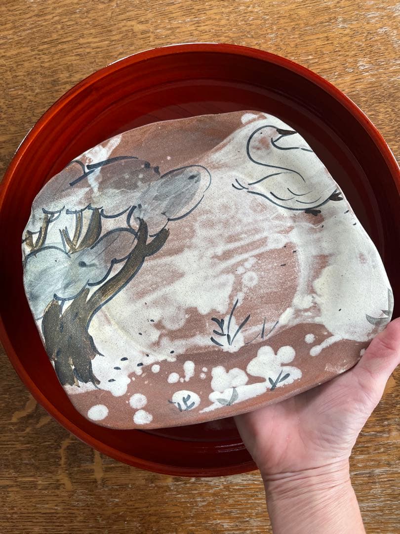 益子陶器市　作家　ムーニーともみさん　四角皿　一点物