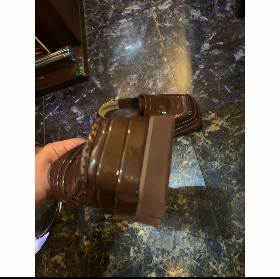 〆　Darich ダーリッチ エナメルプラットフォームローファー ブラウン 靴