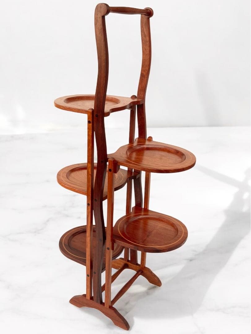 希少 ヴィンテージ ケーキスタンド スリーティアーズ 折りたたみ 北欧　チーク