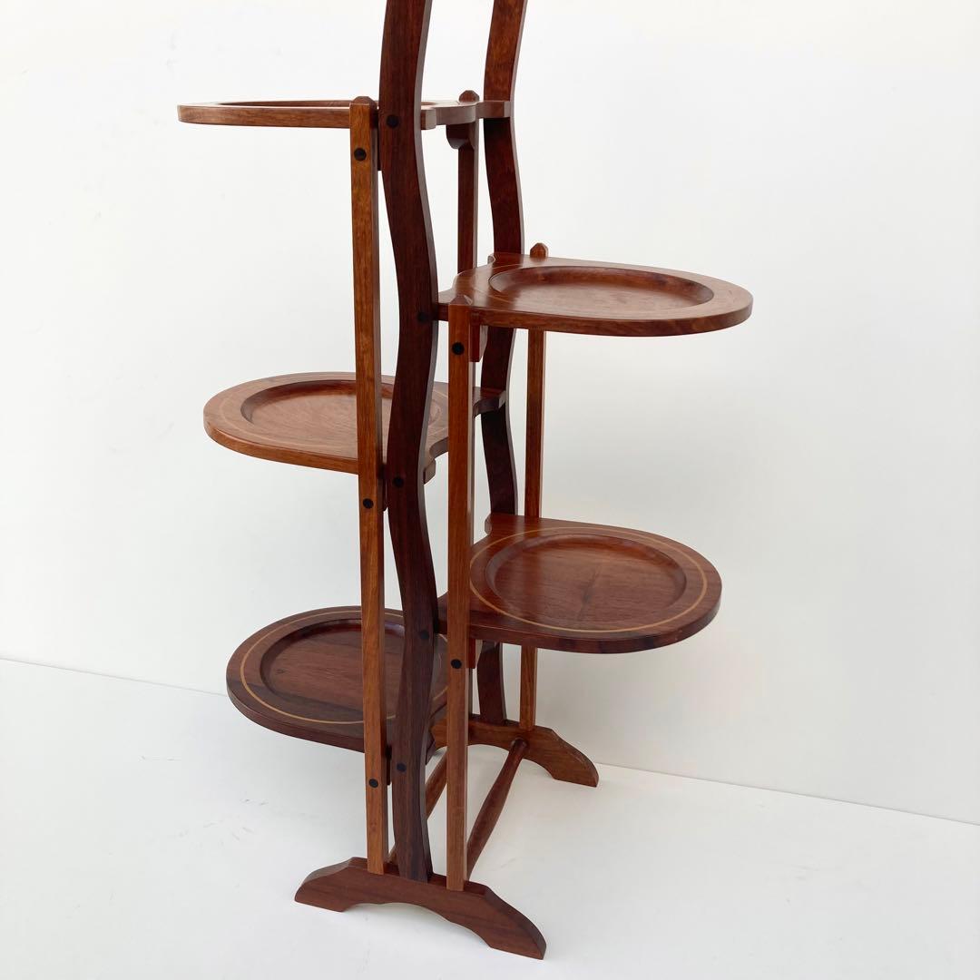 希少 ヴィンテージ ケーキスタンド スリーティアーズ 折りたたみ 北欧　チーク