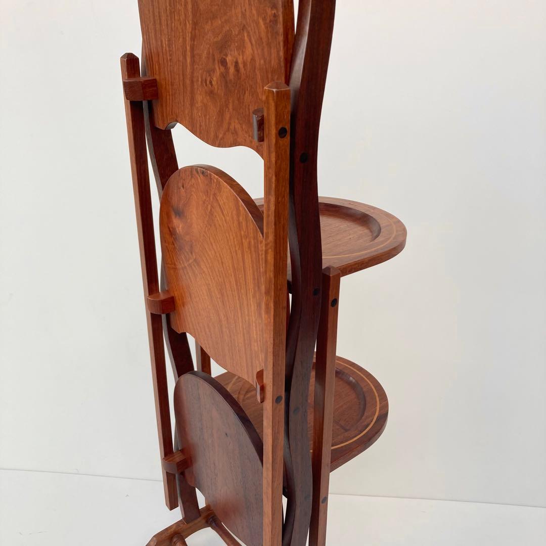 希少 ヴィンテージ ケーキスタンド スリーティアーズ 折りたたみ 北欧　チーク