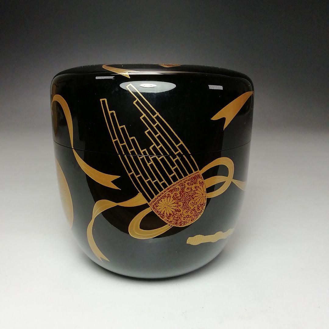 Ｓ６８８　棗　『楽器蒔絵』『大棗』『表千家　久田宗家　極箱　尋牛斎』『内銀花押』