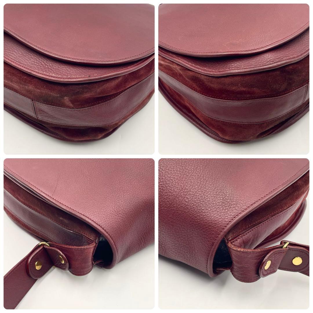 【美品】Cartier カルティエ 大容量メッセンジャーバッグ ボルドー レザー