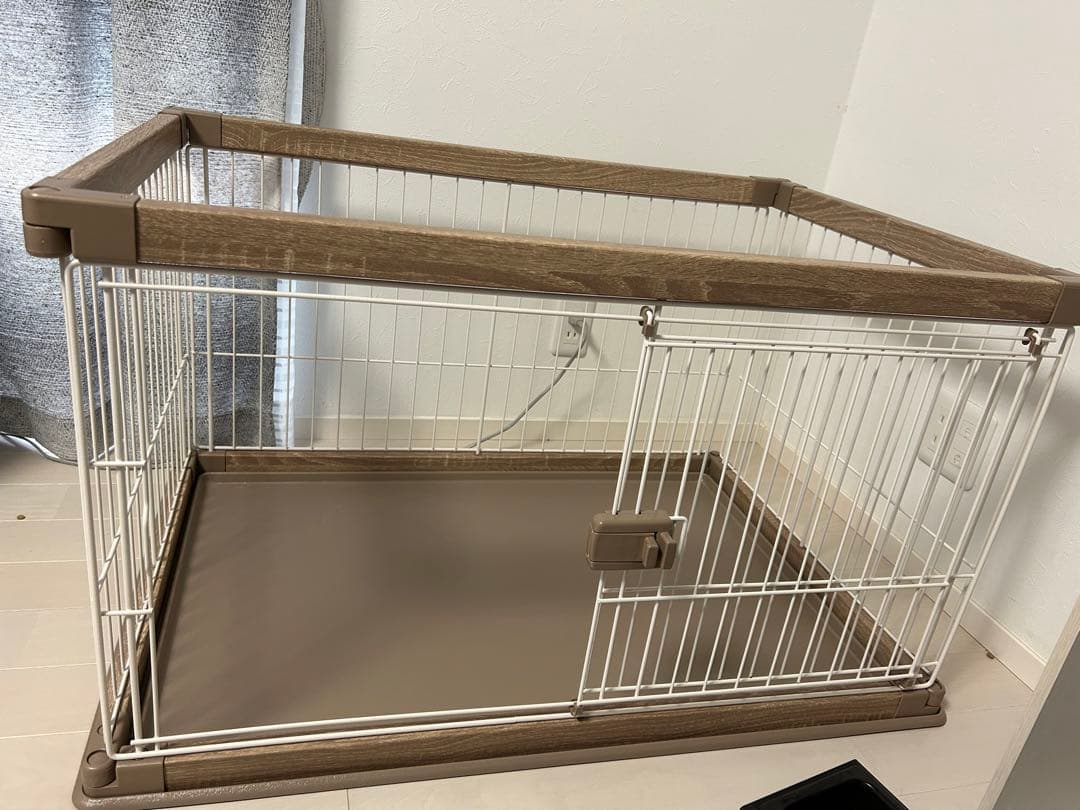 スライドドア　犬ケージ　ナチュラルカラー