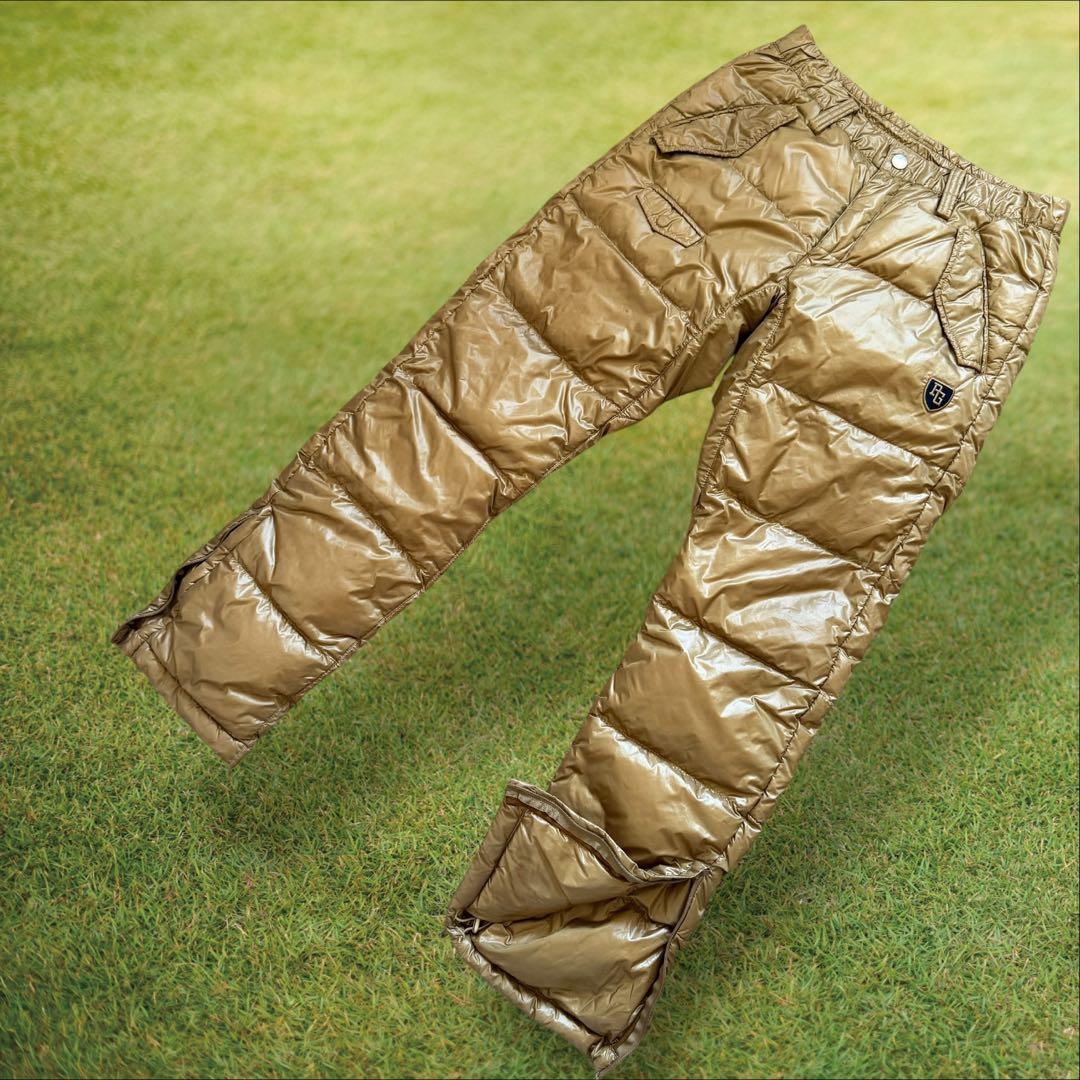 ダウン素材　パーリーゲイツ　パンツ　S〜M相当　極美品　金　ゴールド　暖パン　3