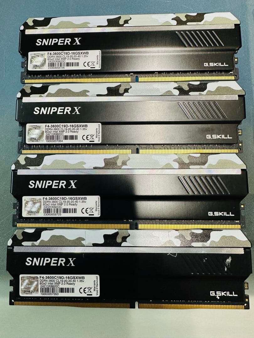 ④ 各社DDR4-3600 32GB　（8GB*4）。