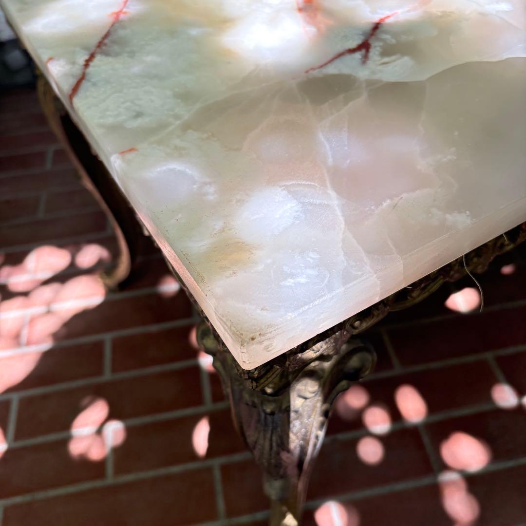 大理石テーブル アンティーク レトロ コーローテーブル　W100×D50×H46