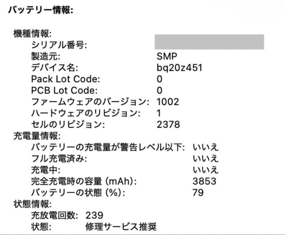 MacBook Pro 13インチ　2020年モデル