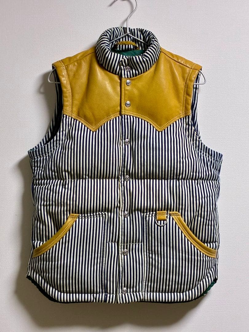 Schottショット　ヒッコリーストライプ2WAYダウンジャケット　レザー