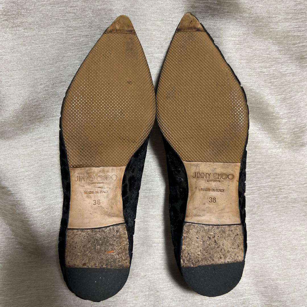 ジミーチュウ　ベロア　レオパード柄　フラットシューズ