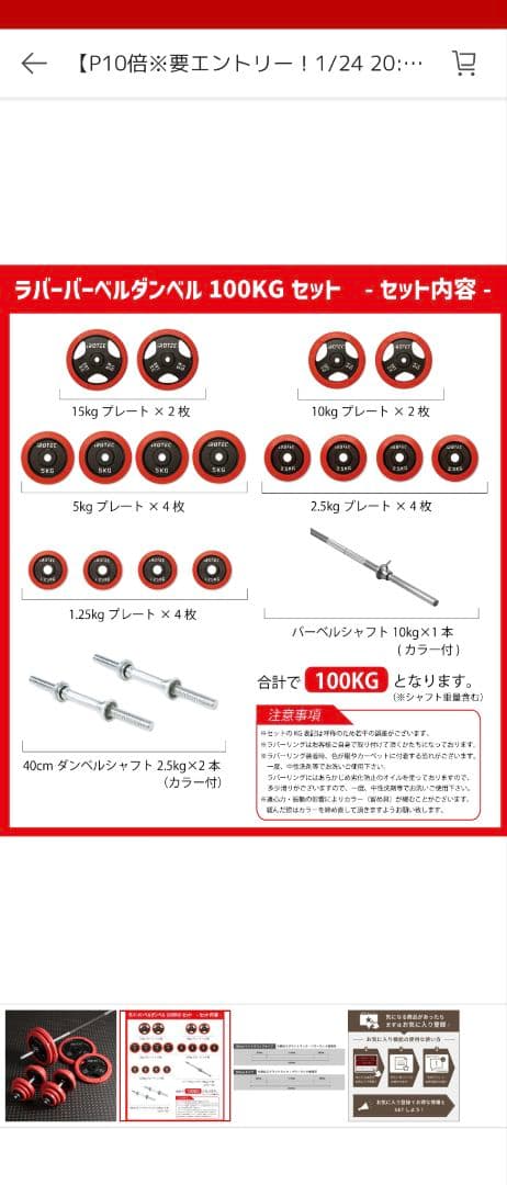 まこ アイロテック100kg バーベルセット + 調整可能ラック