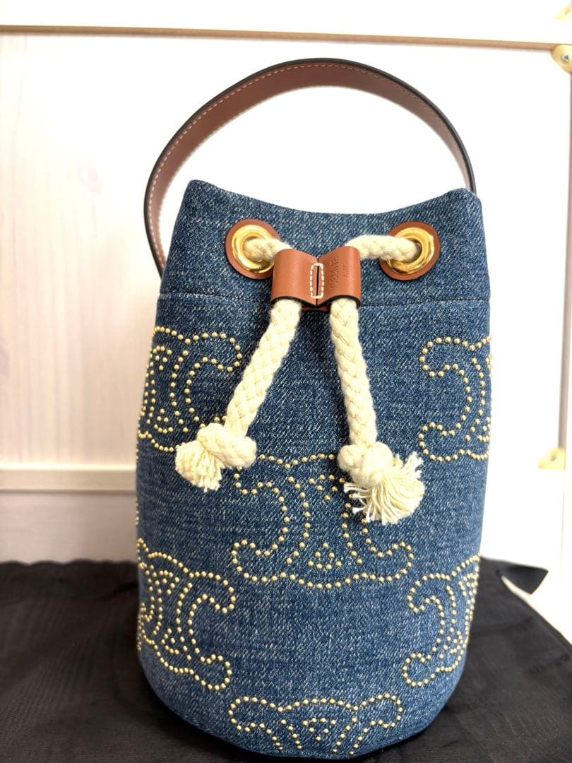 【極美品・現行品】CELINE トリオンフ デニムバッグ ドットスタッズ