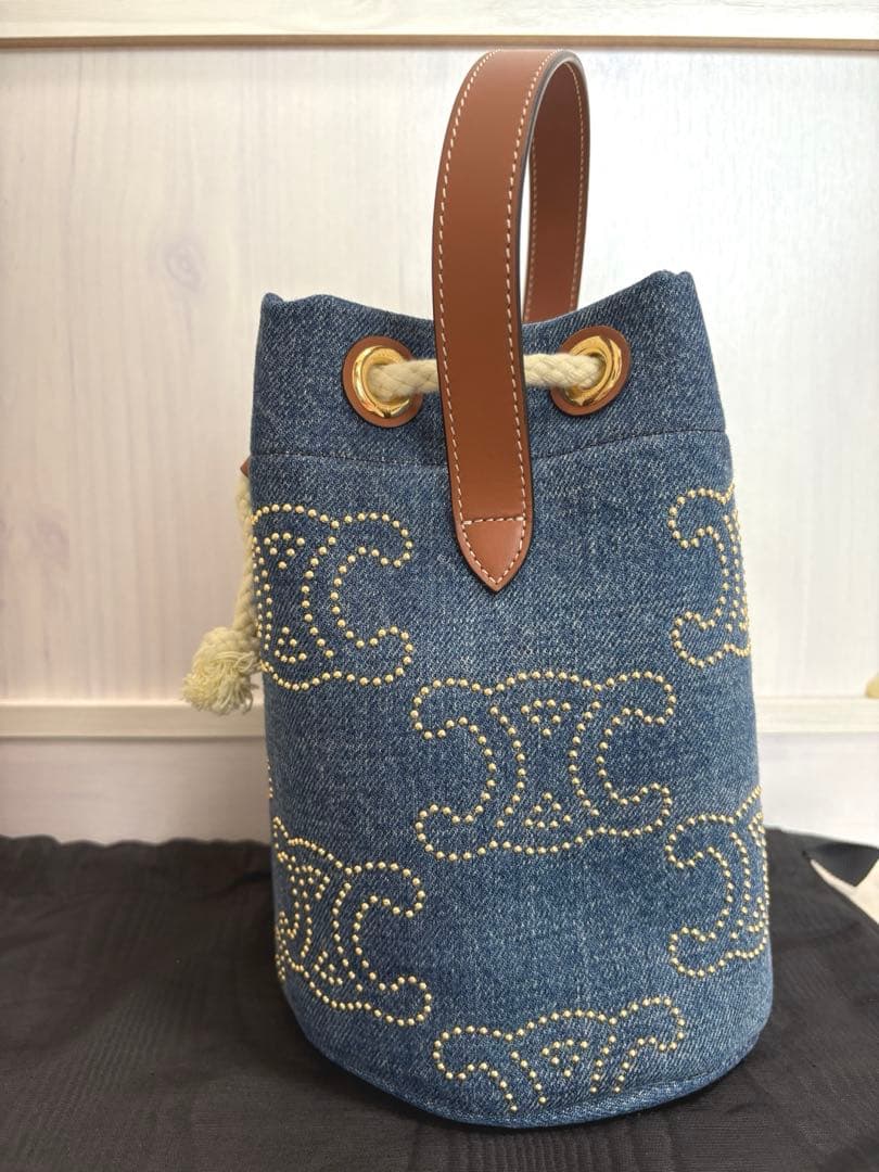【極美品・現行品】CELINE トリオンフ デニムバッグ ドットスタッズ