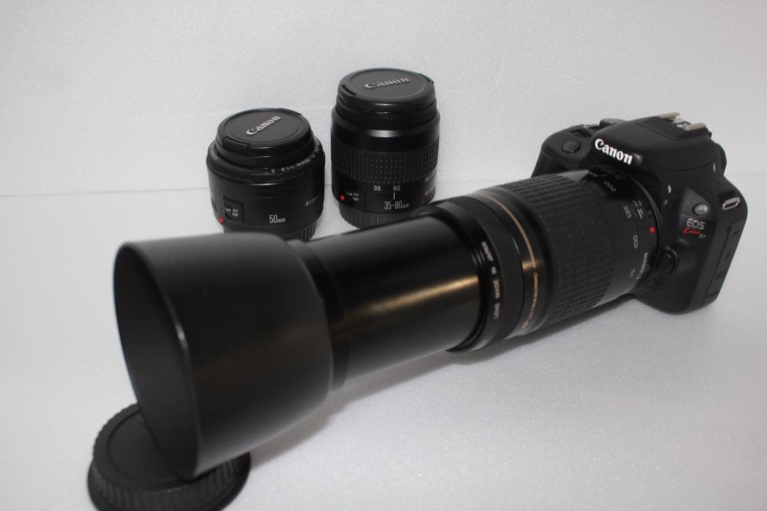 一眼レフカメラ/canon kiss x7標準&望遠&単焦点トリプルレンズセット
