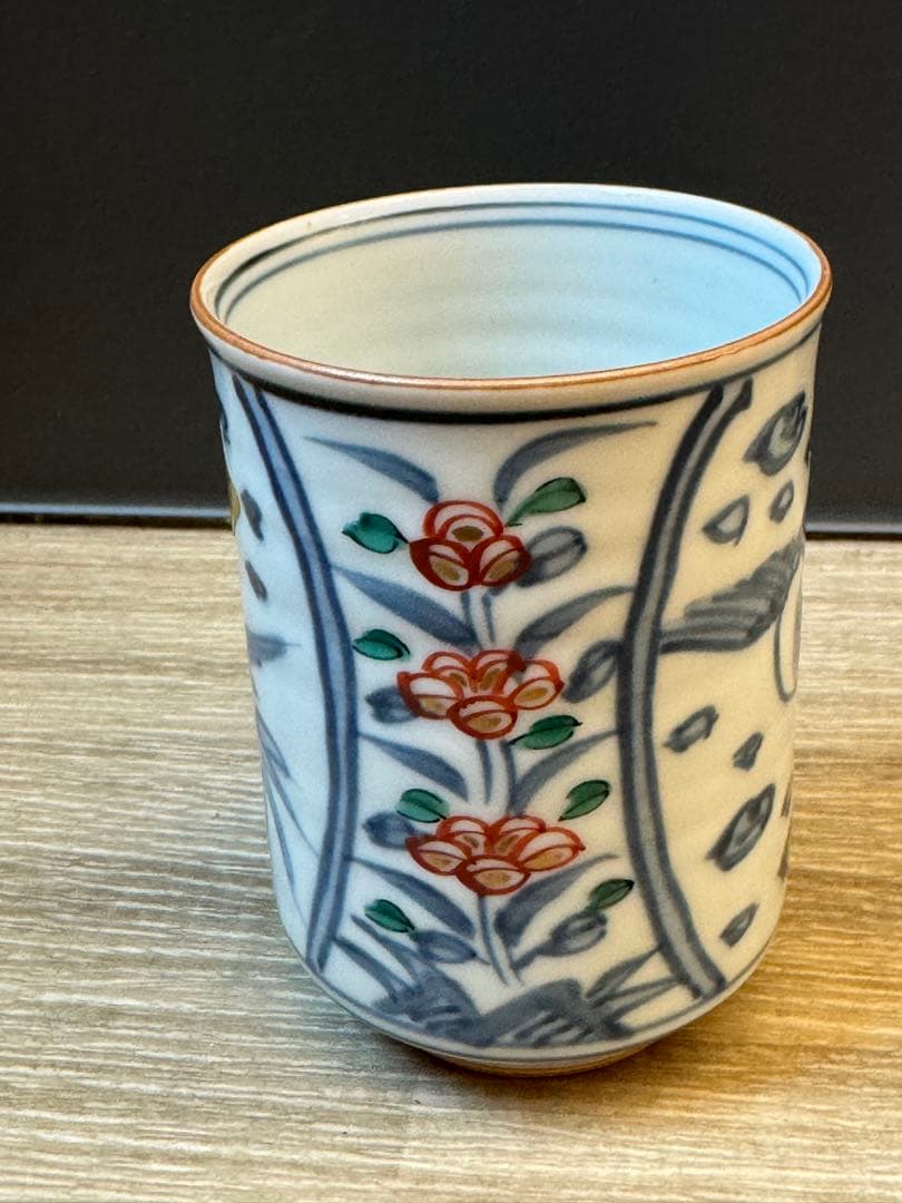 1507 清水焼　平安瑞光造　染付鳳凰　湯呑　未使用