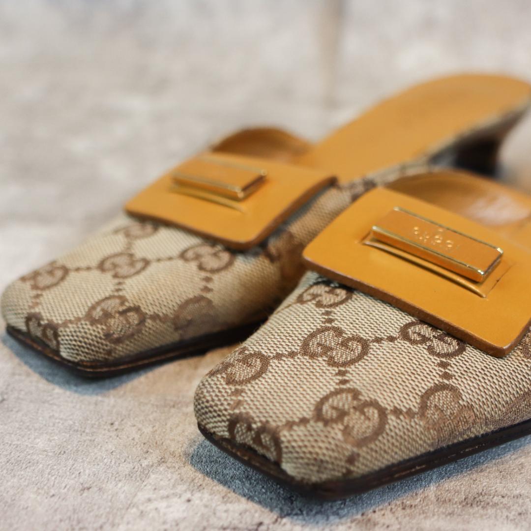 GUCCI グッチ GG柄 ミュール サンダル レザー レディース 箱付き