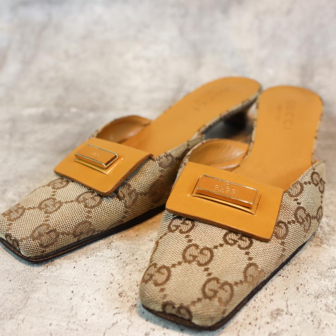 GUCCI グッチ GG柄 ミュール サンダル レザー レディース 箱付き