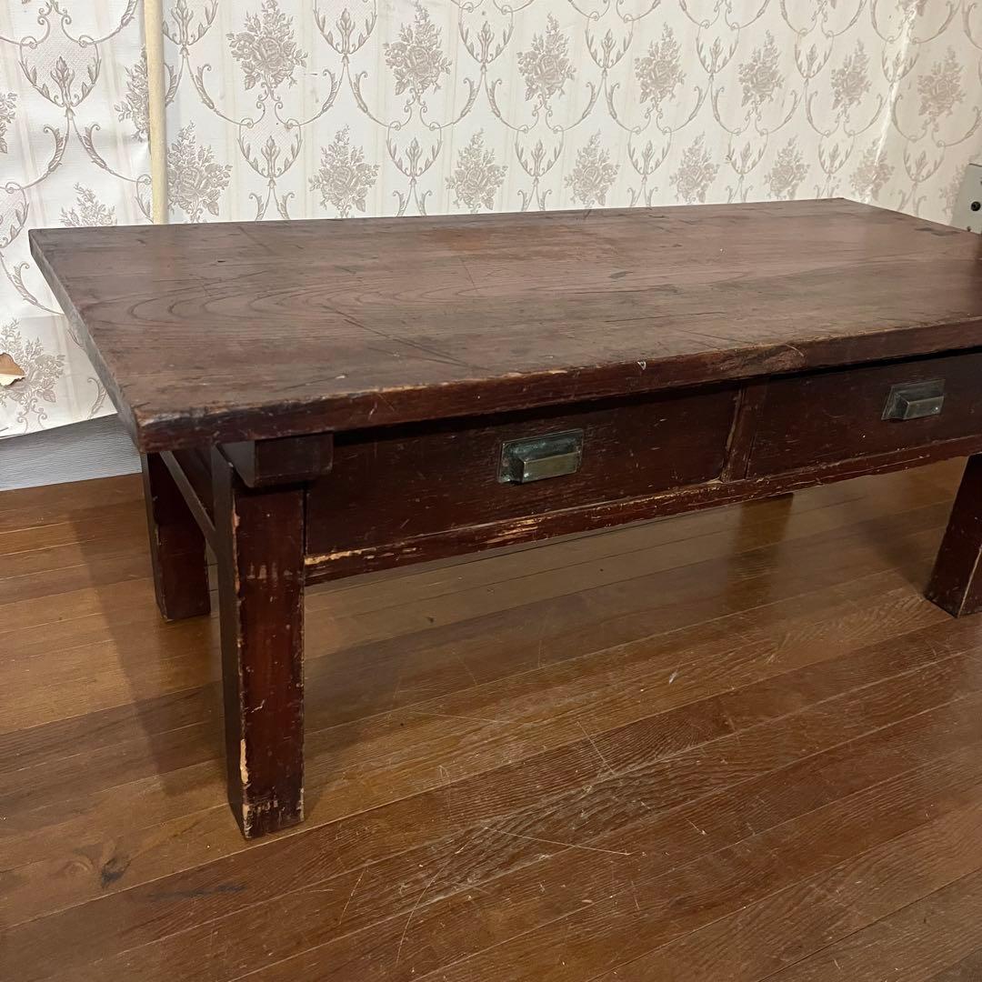 【アンティーク】木製 無垢材 文机 座卓 コーヒーテーブル 古民家 古家具