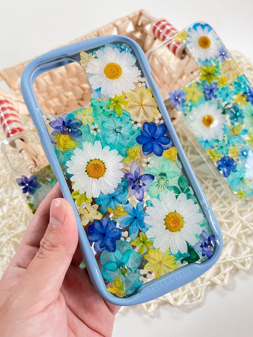 ハンドメイド押し花スマホケース　全機種対応iphone/GALAXY/AQUOS