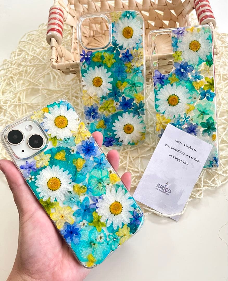 ハンドメイド押し花スマホケース　全機種対応iphone/GALAXY/AQUOS