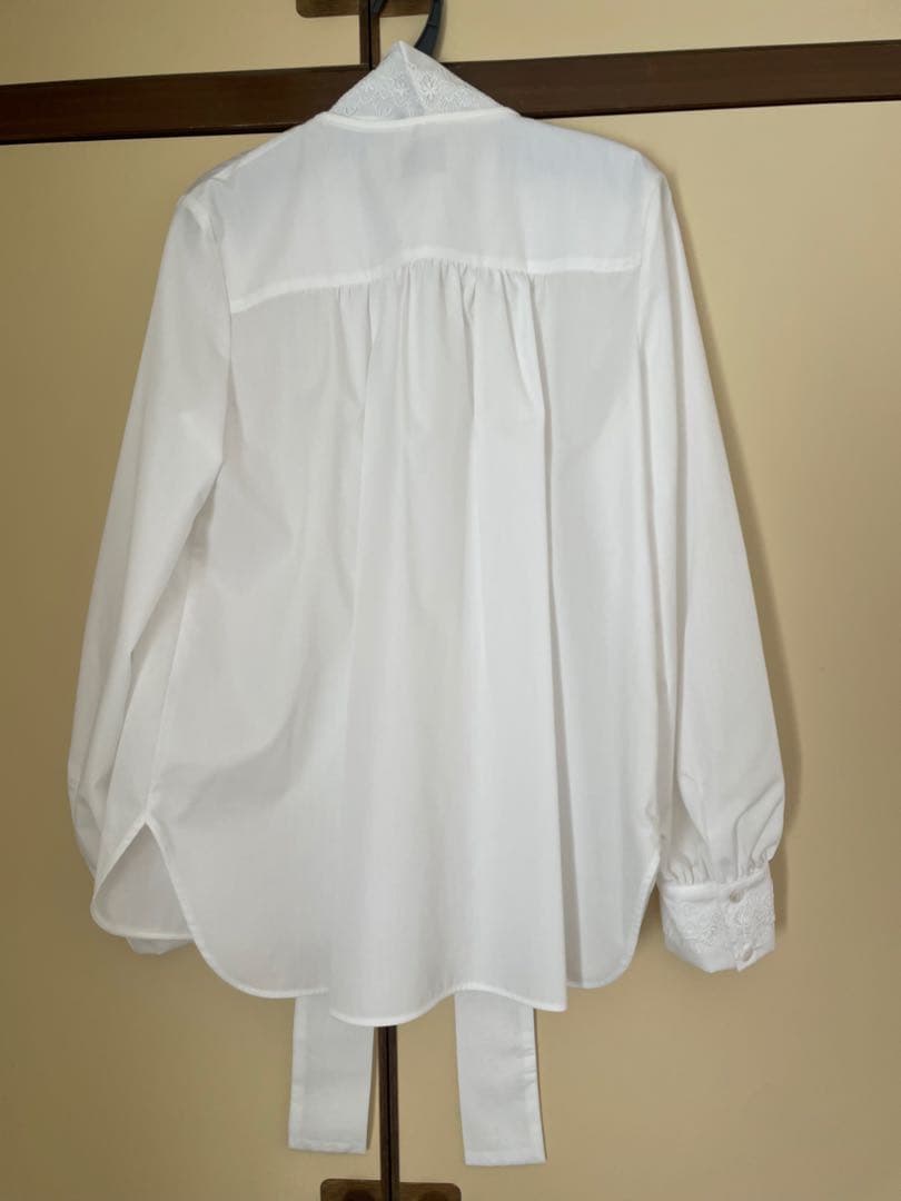 レース コンビ ボウタイ リボンブラウス ウォッシャブルUNITEDARROWS