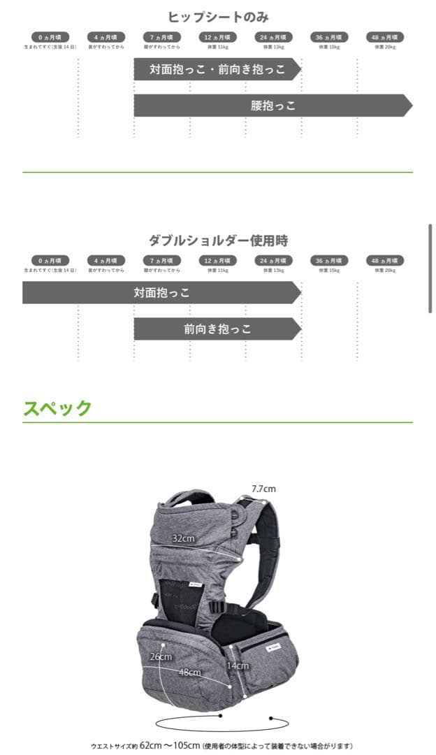 POLBAN PRIME ポルバンプライム グレー 抱っこ紐 箱無し